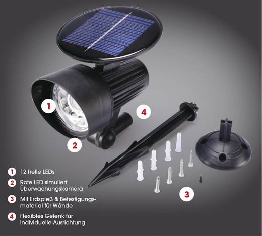 easymaxx Security SolarAußenstrahler mit Bewegungsmelder Security Plus