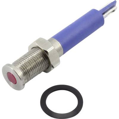 Ein blauer Metalltaster mit rotem Knopf und zwei Anschlüssen. Daneben liegt ein schwarzer Dichtungsring.