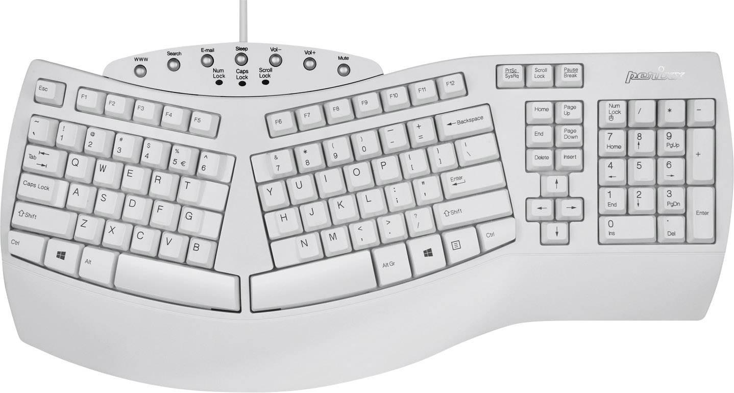 PERIXX USB-Tastatur Periboard-512 Weiß Ergonomisch (11526)