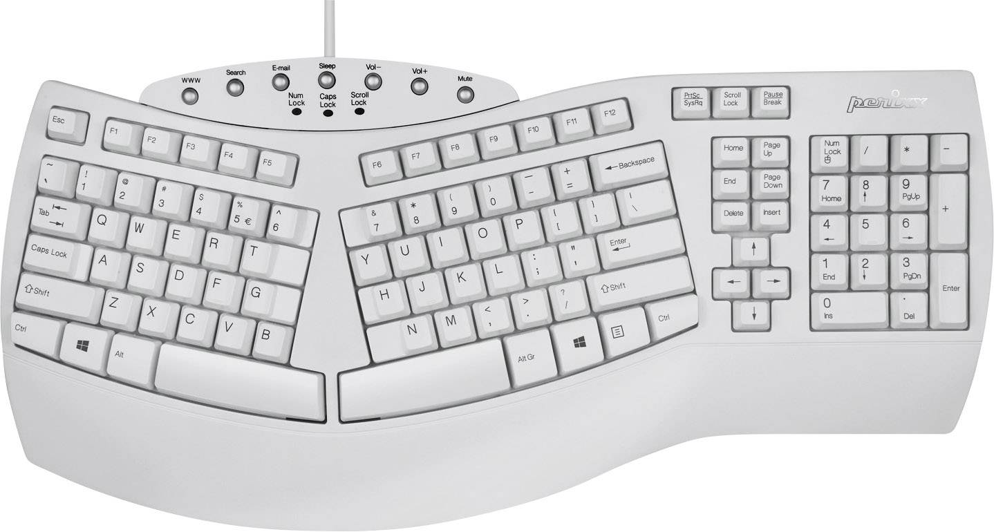 Perixx Periboard-512 USB Tastatur Deutsch, QWERTZ Weiß Ergonomisch