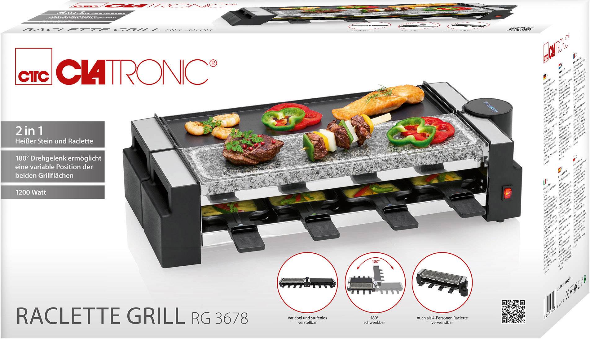 Bomann DA Raclette schwenkbar 8 Pfännchen CTC RG 3678 sw-4