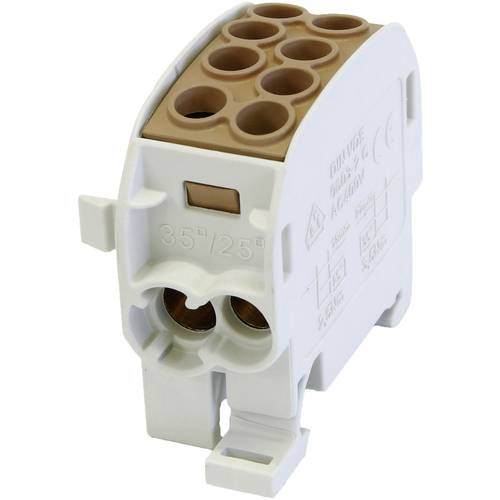 HoraeTec 080210-3-3 Hauptleitungsabzweigklemme Messing, PA Lichtgrau (RAL 7035), Braun 1polig 125 A 690 V Leiter-Typ = L