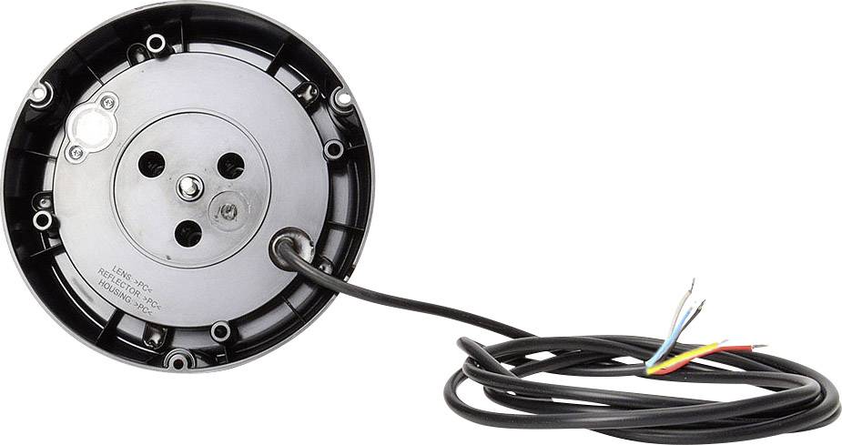 Runde schwarze Metallbasis mit Kabel und freiliegenden Drähten; möglicherweise Teil eines Elektroanschlusses oder einer Installation.