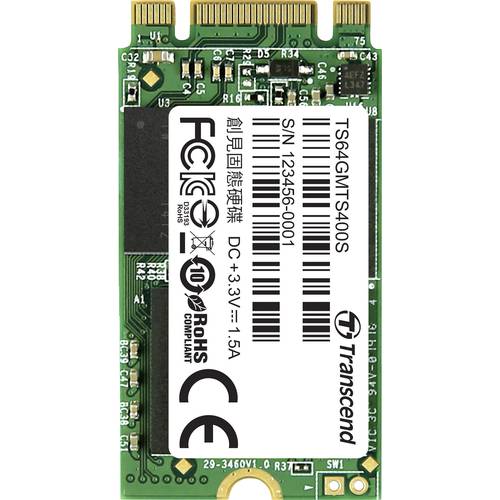 Transcend 400S 64 GB Interne M.2 SATA SSD 2242 M.2 SATA 6 Gb/s Retail TS64GMTS400S