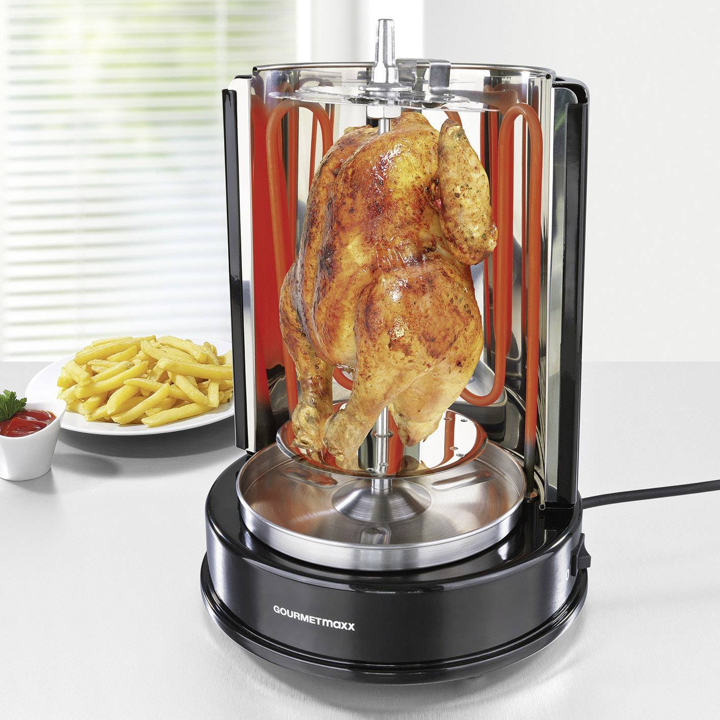 GourmetMaxx 05914 Stand Dönergrill mit Grillspieß Schwarz, Edelstahl-2