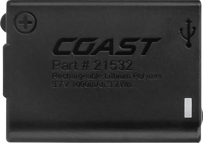 Wiederaufladbarer Lithium-Polymer-Akku, 3,7V, 1000mAh, aufgedruckt mit 'CGAST Part #21532' und USB-Symbol.