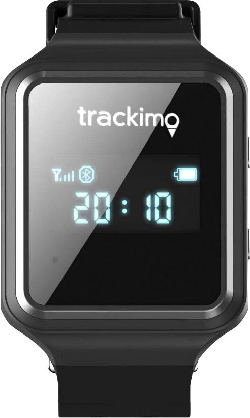 Digitale Armbanduhr mit rechteckigem Display zeigt '20:10'. Symbole für WLAN, Bluetooth und Batterieanzeige sind sichtbar.