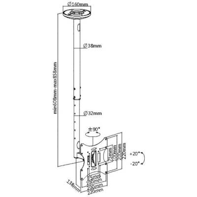 My Wall HL 4-2 WL TV-Deckenhalterung 58,4 cm (23") - 106,7 cm (42") Ausziehbar, Neigbar, Schwenkbar, Deckenhalter-2