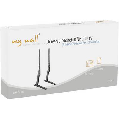 Verpackung eines universellen Standfußes für LCD-TV, passend für Bildschirme von 37"-70", maximale Belastung 35 kg.