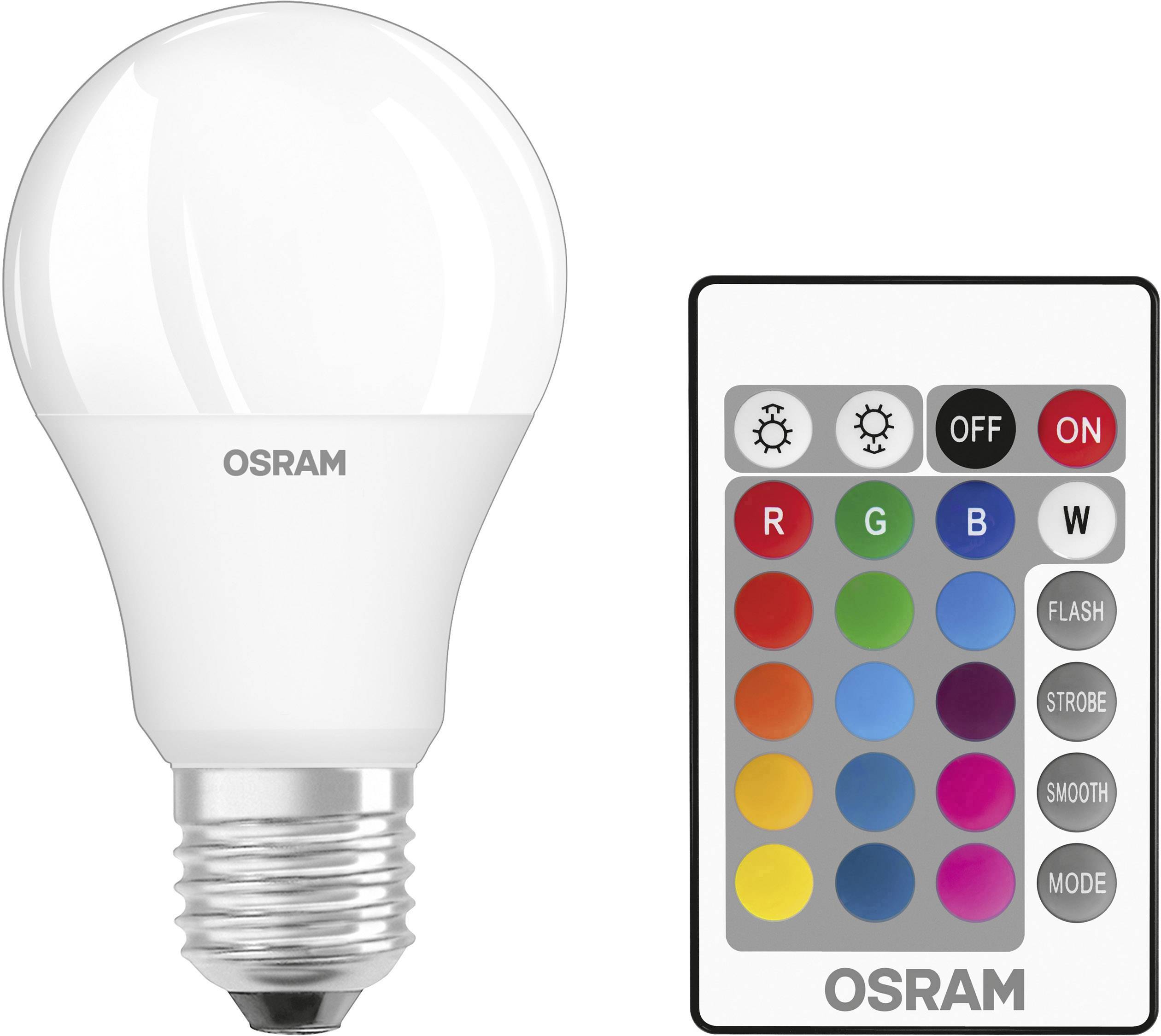 OSRAM LED EEK A+ (A++ E) E27 Glühlampenform 9 W = 60 W LE RGBW E27 LED Lampe, 6W dimmbar Birne mit Fernbedienung