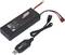 Schwarzer Lithium-Polymer-Akku mit Kabel und USB-Adapter.