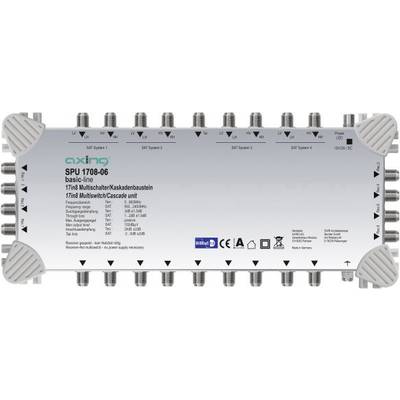 Multischalter für Satellitenempfang, geeignet für 17 Eingänge und 8 Ausgänge. Modellnummer SPU 1708-06, Marke Axing.