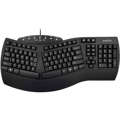 Perixx Periboard-512 USB Tastatur Deutsch, QWERTZ Schwarz Ergonomisch