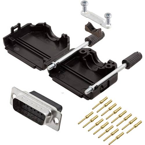 encitech DPPK15-BK-DBCP-K 6355-0078-02 D-SUB Stiftleisten-Set 180 ° Polzahl: 15 Crimpen 1 St.