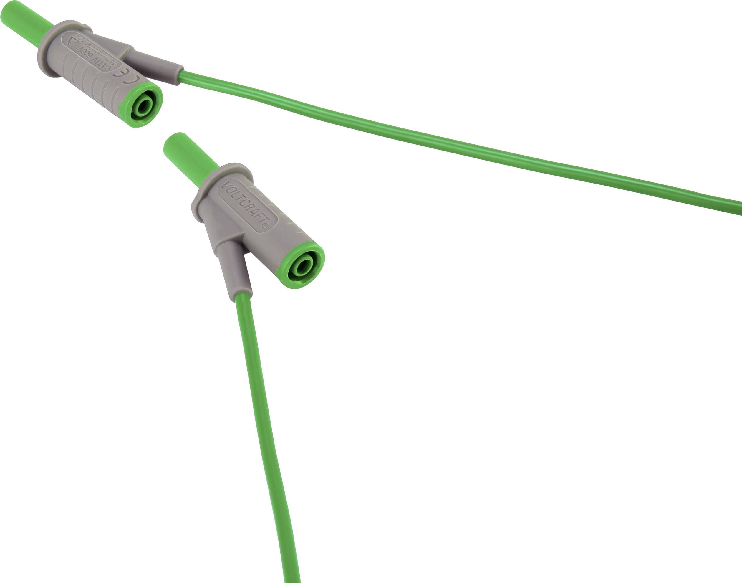 Zwei grüne elektrische Kabel mit grauen Steckern. Die Stecker sind rechtwinklig zueinander ausgerichtet und haben griffige Oberflächen.