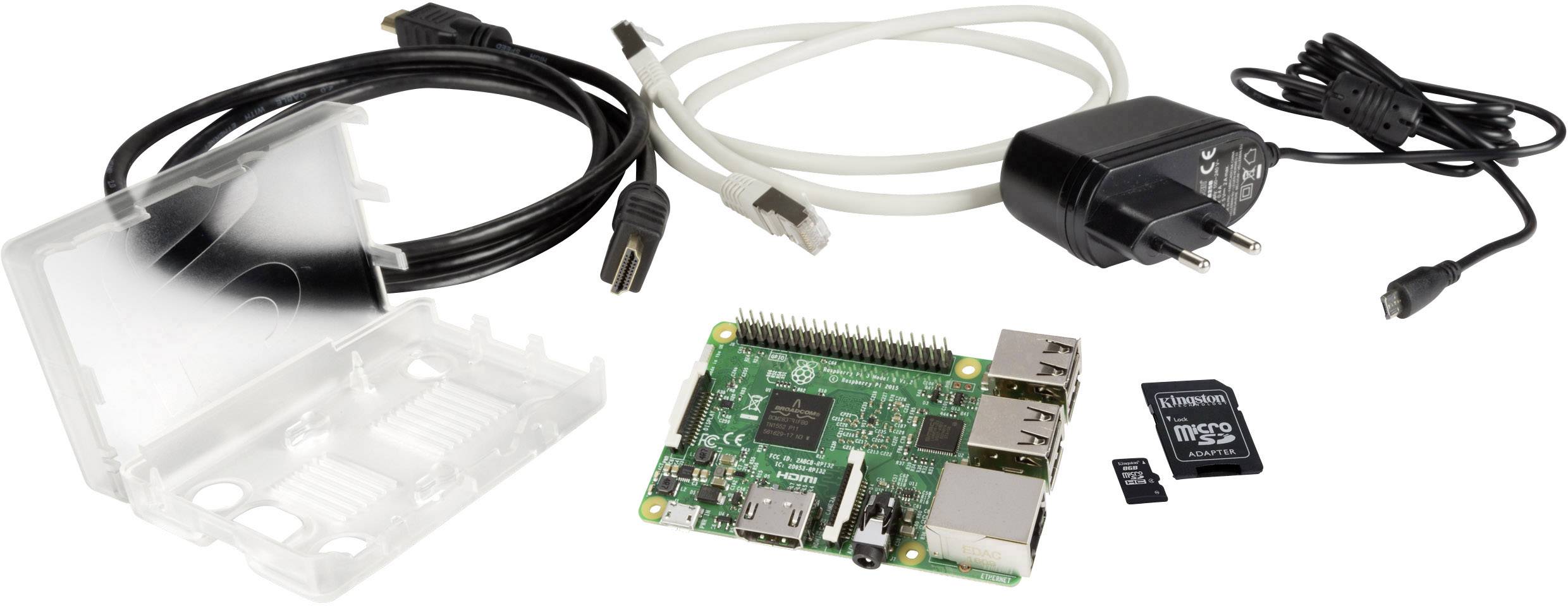 PI3SET Raspberry Pi® 3 B 1 GB 4 x 1.2 GHz inkl. Netzteil, inkl. Gehäuse, inkl. Noobs OS, inkl. HDMI™-Kabel