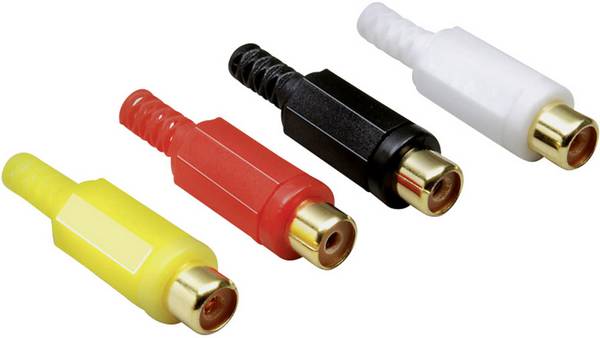 TRU COMPONENTS TC-2501073 Cinch-Steckverbinder Kupplung, gerade Polzahl: 2 Mono Gelb, Rot, Schwarz, Weiß 1 Set