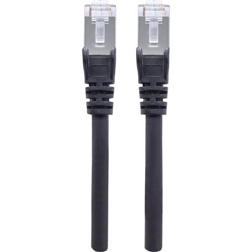 Intellinet 740623 RJ45 Netzwerkkabel, Patchkabel CAT 6a S/FTP 0.50 m Schwarz Folienschirm, Geflechtschirm, Geschirmt, Ha...