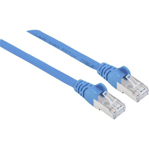 Intellinet 741033 RJ45 Netzwerkkabel, Patchkabel CAT 6a S/FTP 7.50 m Blau Folienschirm, Geflechtschirm, Geschirmt, Halog...