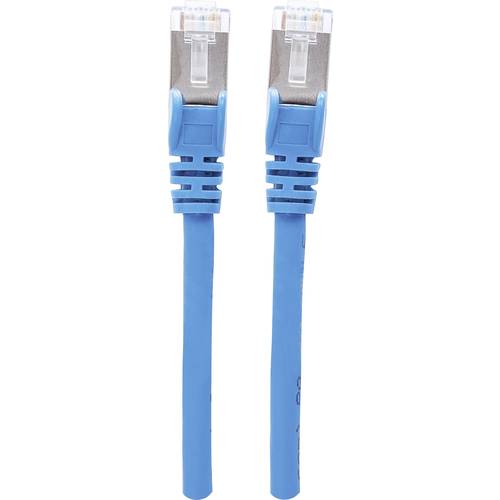 Intellinet 740661 RJ45 Netzwerkkabel, Patchkabel CAT 6a S/FTP 0.50 m Blau Folienschirm, Geflechtschirm, Geschirmt, Halog...