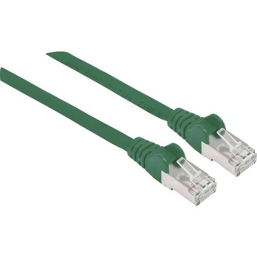 Intellinet 741132 RJ45 Netzwerkkabel, Patchkabel CAT 6a S/FTP 15.00 m Grün Folienschirm, Geflechtschirm, Geschirmt, Halo...