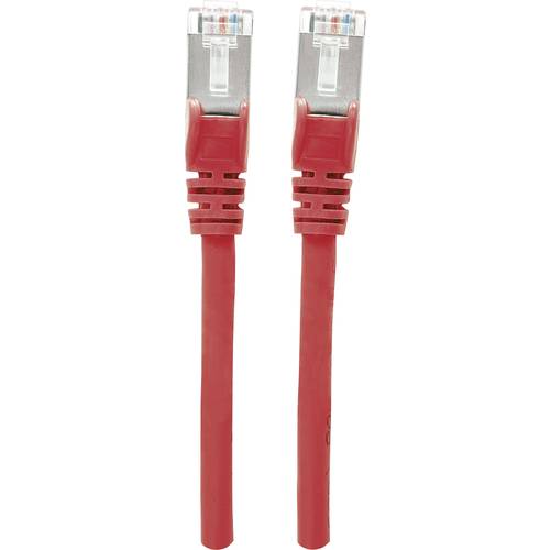 Intellinet 741118 RJ45 Netzwerkkabel, Patchkabel CAT 6a S/FTP 15.00 m Rot Folienschirm, Geflechtschirm, Geschirmt, Halog...