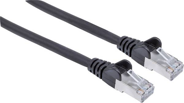 Intellinet 741163 RJ45 Patchkabel CAT 6a S/FTP 20.00 m Schwarz Folienschirm, Geflechtschirm, Geschirmt, Halogenfrei 1 St.