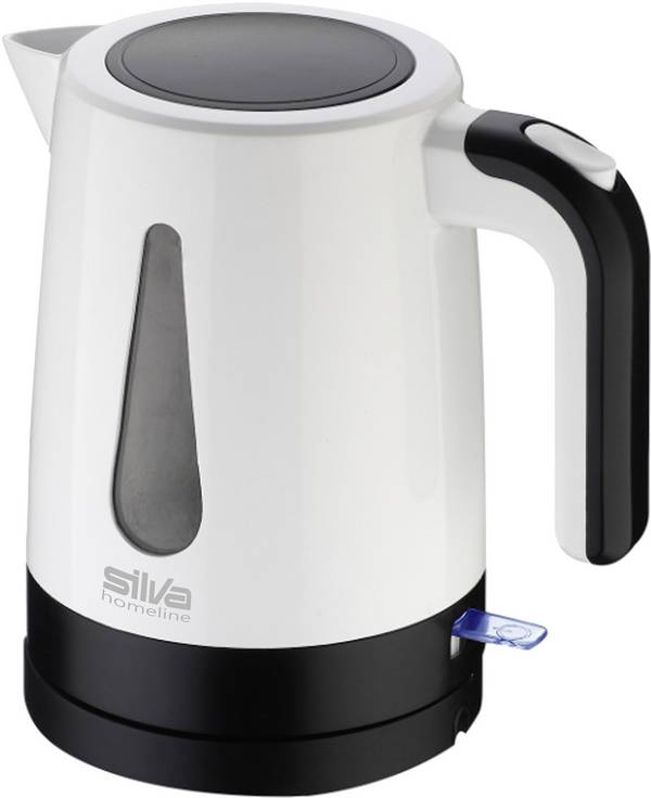 Silva Homeline KL1025 Wasserkocher mit Kippdeckel, schnurlos Weiß, Schwarz Fassungsvermögen: 1.2 l