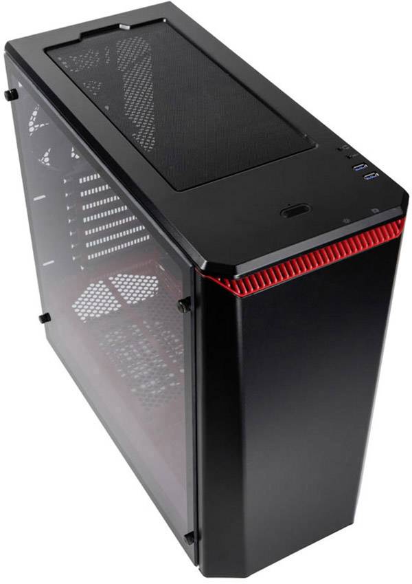 Phanteks P400 Midi-Tower PC-Gehäuse Schwarz, Rot 2 vorinstallierte Lüfter-1