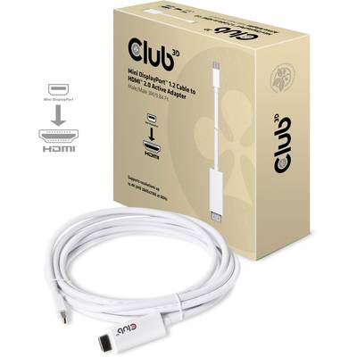 club3D Mini-DisplayPort / HDMI Adapterkabel Mini DisplayPort Stecker, HDMI-A Stecker 3.00 m Weiß CAC-1173  DisplayPort-K