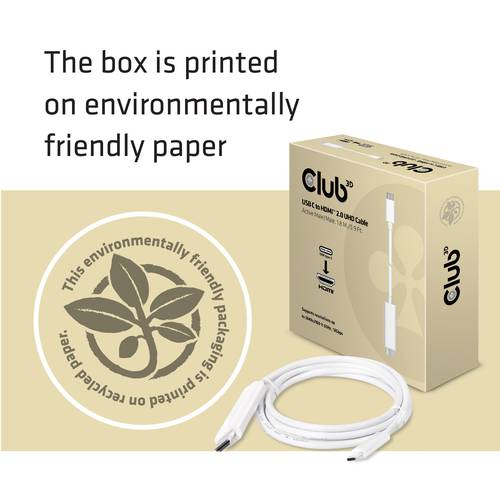 club3D USB-C® / HDMI Adapterkabel USB-C® Stecker, HDMI-A Stecker 1.80 m Weiß CAC-1514 USB-C®-Displaykabel