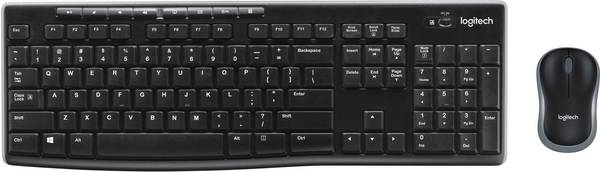 Logitech 920-004535 Funk Tastatur, Maus-Set Spritzwassergeschützt, Hotkey Funktion, Geräuscharme Tasten, Integriertes Scrollrad, mit numerischer Tastatur Nordisch, QWERTY Schwarz