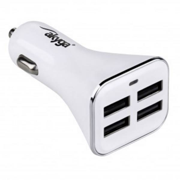 Akyga  USB Ladegerät 34 W 4x USB-A  Weiß KFZ