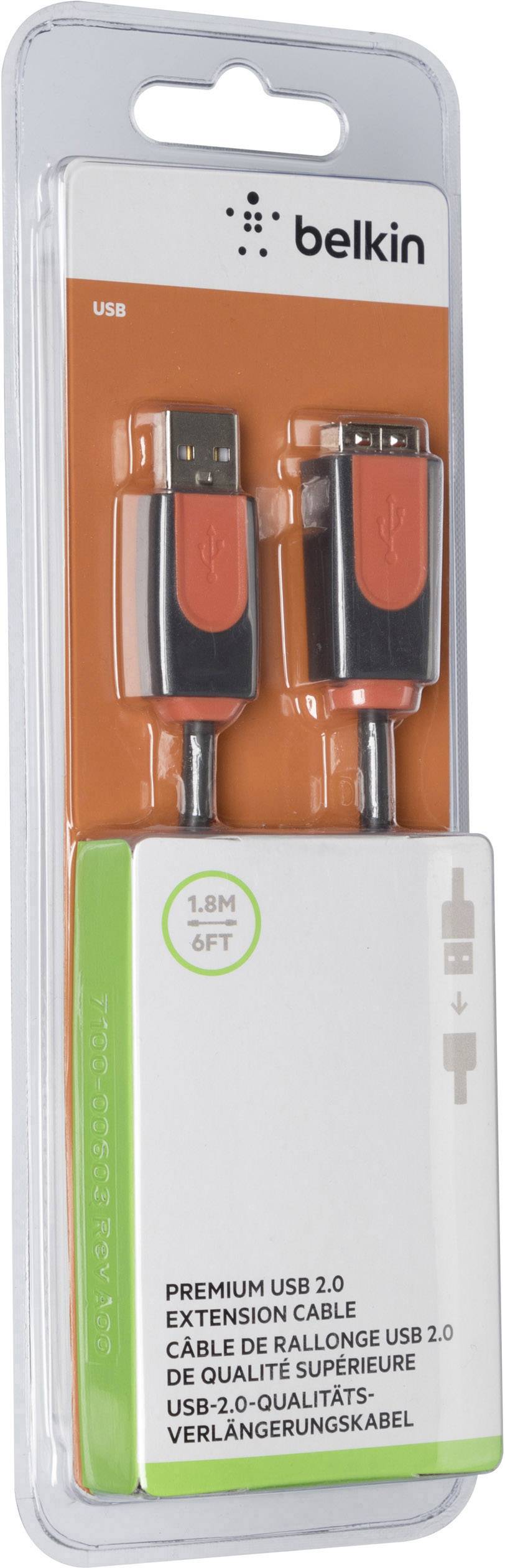 Belkin USB-Kabel USB 2.0 USB-A Stecker, USB-A Buchse 1.80 m Grau CU1100cp1.8M-P-1