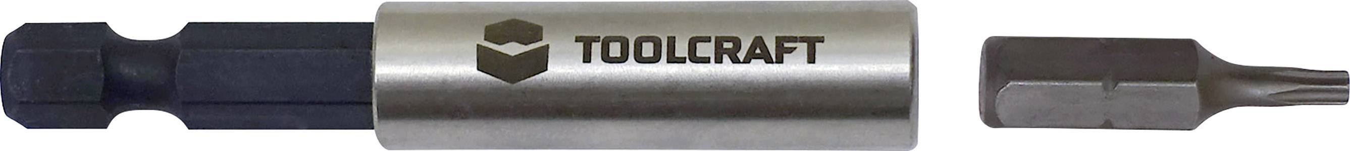 Ein Bit-Einsatz mit der Aufschrift 'TOOLCRAFT' und dazugehörigem Bit. Ideal zum präzisen Verschrauben verschiedener Größen.