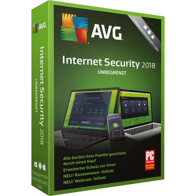 AVG Internet Secrurity Unlimited 2018 Vollversion, unbegrenzte Geräteanzahl Windows, Mac, Android Antivirus, Sicherheits