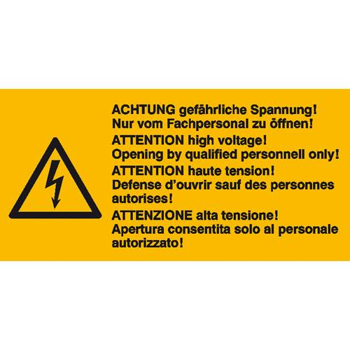 Warn-Kombischild Gefährliche Spannung! Nur von Fachpersonal zu öffnen Folie selbstklebend (B x H) 65 mm x 32 mm ISO 7010...