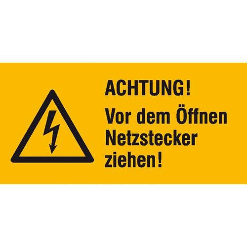 Thumbnail - Warn-Kombischild Achtung Folie selbstklebend (B x H) 32 mm x 16 mm ISO 7010 30 St.