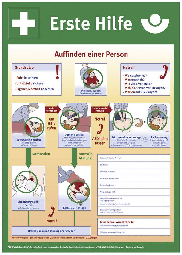 Aushang Anleitung zur Ersten Hilfe bei Unfällen Kunststoff (B x H) 400