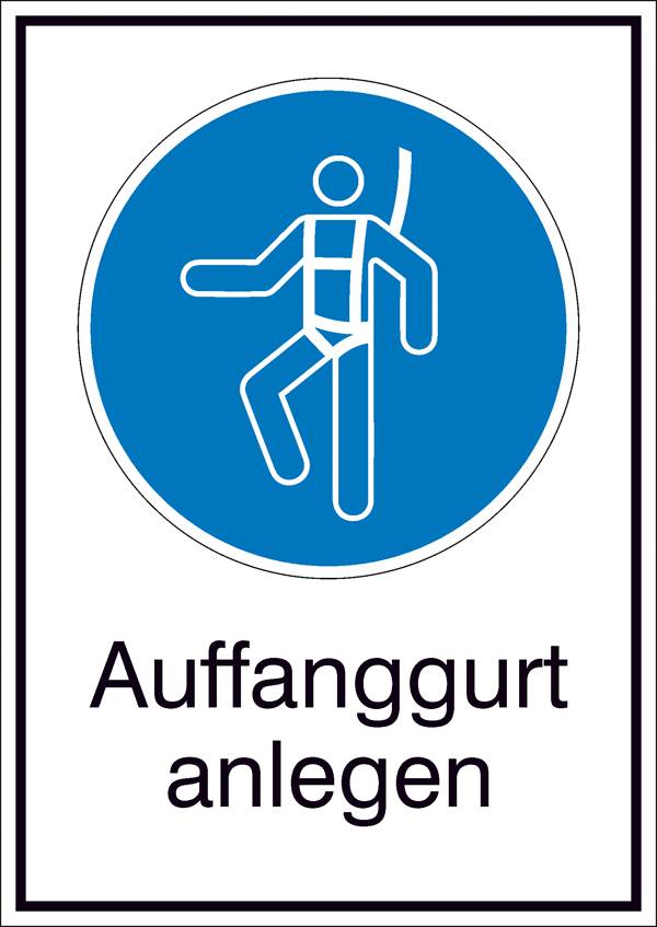 Gebotsschild Auffanggurt benutzen Aluminium (B x H) 131 mm x 185 mm  ISO 7010 1 St.