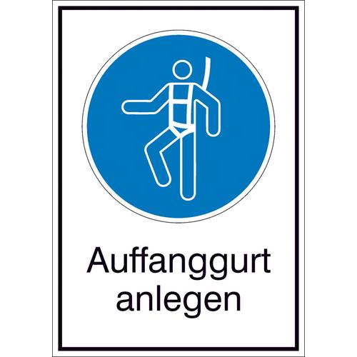 Thumbnail - Gebotsschild Auffanggurt benutzen Aluminium (B x H) 131 mm x 185 mm ISO 7010 1 St.