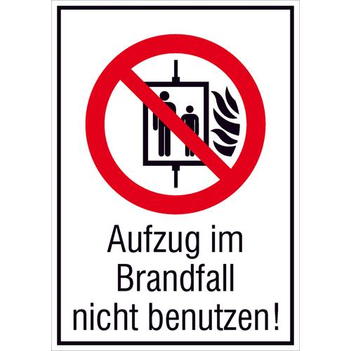 Verbotsschild Aufzug im Brandfall nicht benutzen Folie selbstklebend (B x H) 131 mm x 185 mm ISO 7010 1 St.