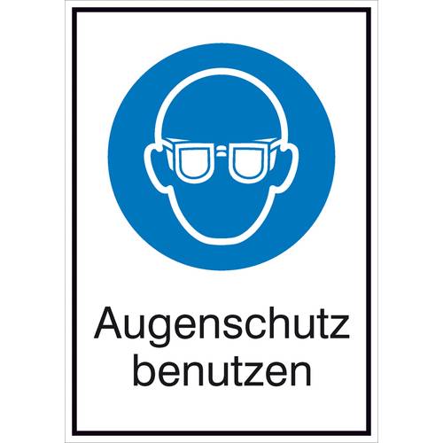 Gebotsschild Augenschutz benutzen, Hygiene und Abstand Aluminium (B x H) 131 mm x 185 mm ISO 7010 1 St.