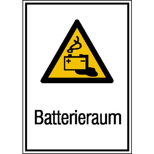 Thumbnail - Warn-Kombischild Batterieraum Folie selbstklebend (B x H) 262 mm x 371 mm ISO 7010 1 St.