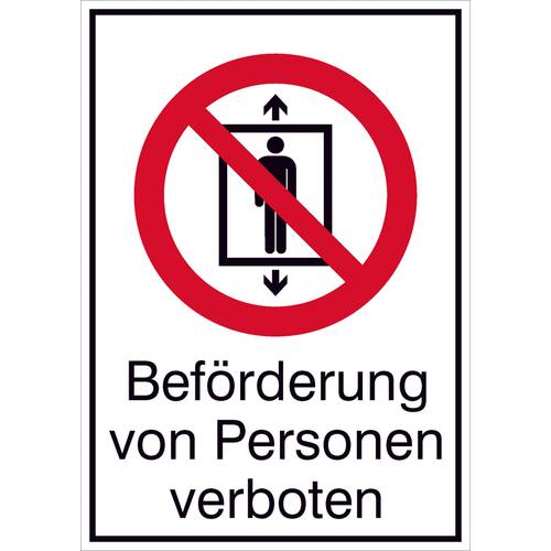 Thumbnail - Verbotsschild Beförderung von Personen verboten Folie selbstklebend (B x H) 131 mm x 185 mm ISO 7010 1 St.