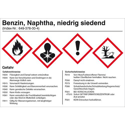 SafetyMarking 21.B2042 Hinweisschild Gefahrstoffetikett Benzin Folie selbstklebend (B x H) 148 mm x 105 mm 1 St.