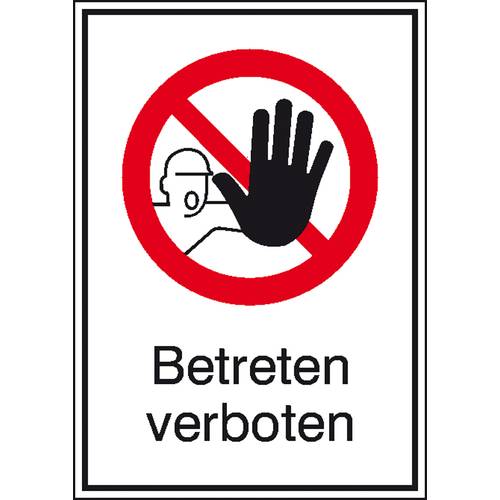 Verbotsschild Betreten verboten, Hygiene und Abstand Folie selbstklebend (B x H) 131 mm x 185 mm DIN 4844-2 1 St.