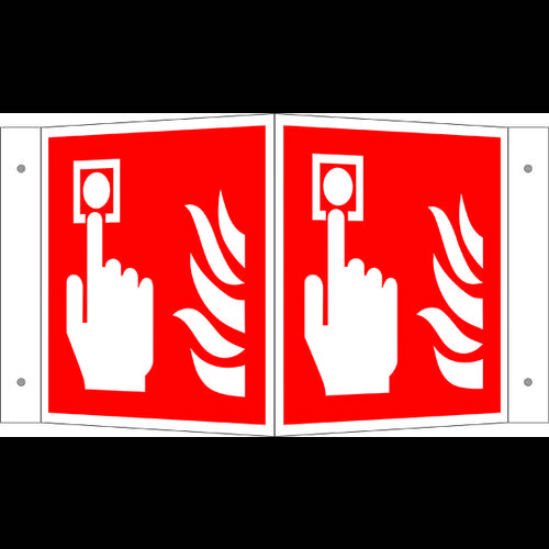 Brandschutzschild, nachleuchtend, Winkelschild, Brandmelder, Größe: 15 x 15 cm DIN EN ISO 7010 F005 ASR A1.3 F005