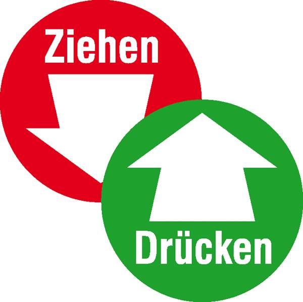 Türschild Ziehen/Drücken mit Pfeil Folie selbstklebend (Ø) 100 mm 100 mm   1 St.
