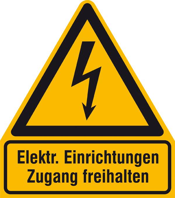 Warn-Kombischild Achtung Elektrische Einrichtungen Zugang Freihalten ...